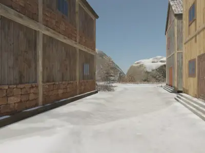Mountain Village In Autumn 3D model