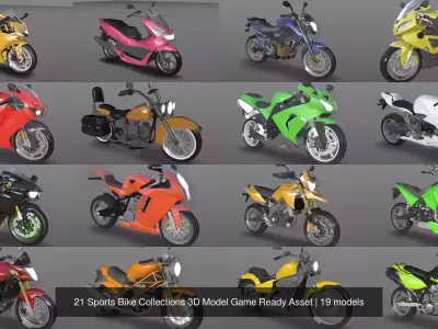 21 Sports Bike Collections 3D Model Game Ready Asset 3D Model Pack