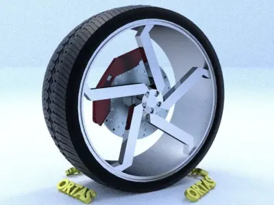 ORTAS CAR RIM 39 GAME READY RIM TIRE AND DISC 3D model