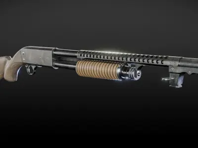 WWII Trench Shotgun Low-poly 3D model