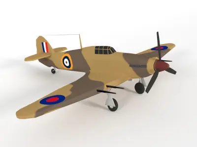 Low Poly Hawker Hurricane MK IIC WW2 Airplane Low-poly 3D model
