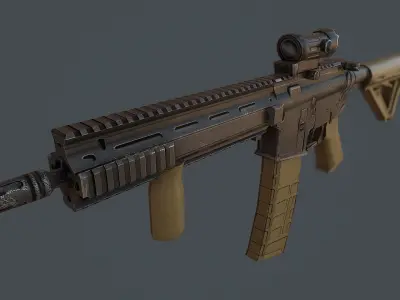 Assault Rifle l119a2 Low-poly 3D model