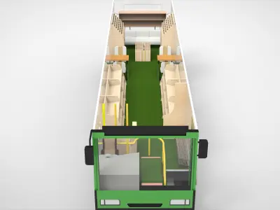 Innovative Mobile Library on Wheels with Interior Design Low-poly 3D model