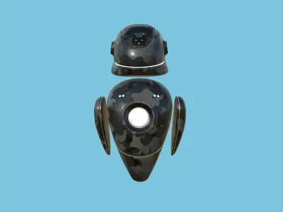 Flying Robot 10 Military Camouflage - Character SciFi Design Low-poly 3D model