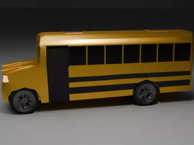 School bus Low Poly Game ready Low-poly 3D model