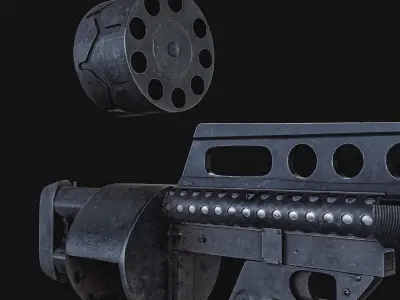 Jackhammer shotgun Low-poly 3D model
