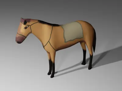Brown Horse Lowpoly Low-poly 3D model