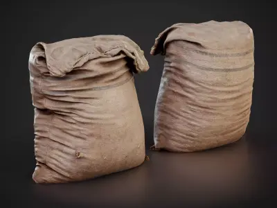 Realistic old burlap bag 02 photo scan Low-poly 3D model