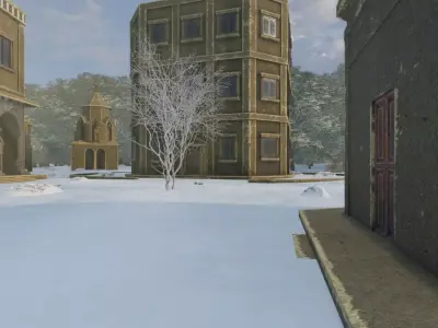 Snowy Architectural Ruins 3D model
