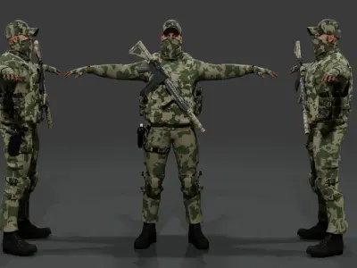 Modern Soldier Outfit Modular 3D Character Kit Low-poly 3D model