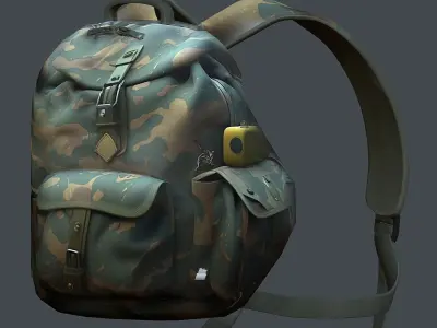 Backpack Camping Generic military human bag storqge baggage Low-poly 3D model 8