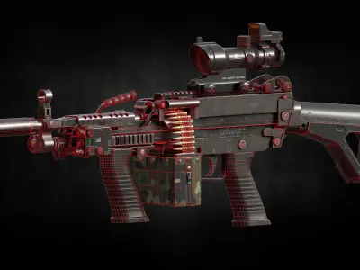 Armory 300 Blackout SAW K low poly game ready model Low-poly 3D model