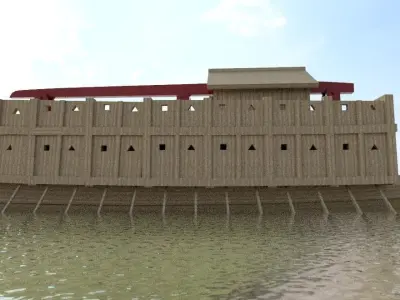 Sengoku period Samurai warship- Atakebune Low-poly 3D model