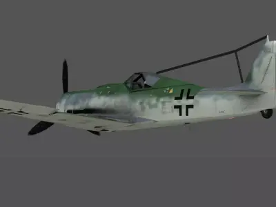 Focke-Wulf Fw 190 D-9 Dora 3D Model WWII German Fighter  Free low-poly 3D model