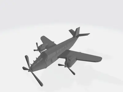 Three propeller plane  Low-poly 3D model