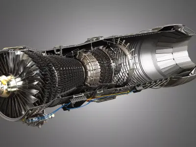F100 - PW - 220 Turbofan Engine - Cutaway 3D model