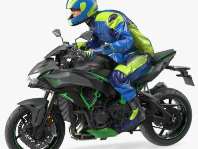 Motorcycle Racer with Sport Motorbike 3D model