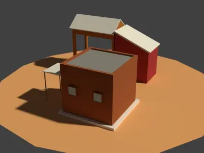 Low Poly Farm Sheds Low-poly 3D model