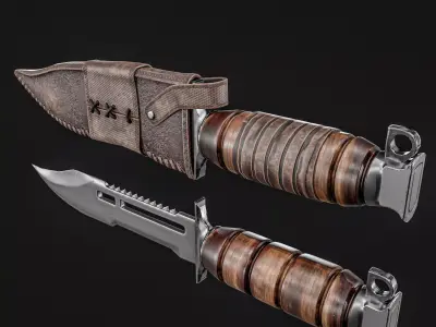 Combat knife with Cover Low-poly 3D model