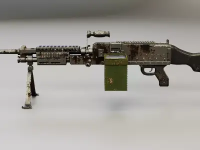 Used M240 Machine Gun Low-poly 3D model