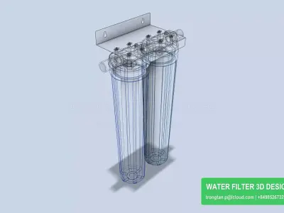 Dual 20 Inch Plastic Water Filter Housing 2 Cartridge Pre Filter 3D model