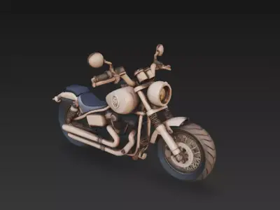 Stylized Motorcycle 3D Model - Detailed Vehicle for Rendering 3D print model