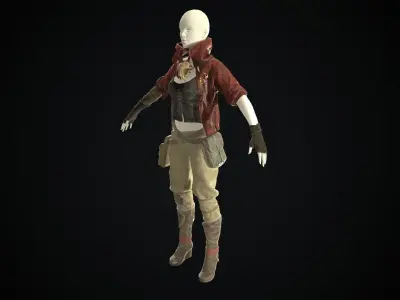 Female set 3 character Low-poly 3D model