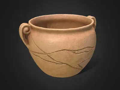 Clay Pot 01 - Optimized Scan Low-poly 3D model
