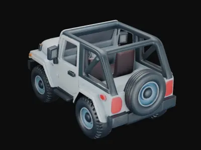 White Jeep 3D Model Low-poly 3D model