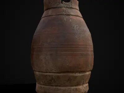 Cracked Clay Jug Low-poly 3D model