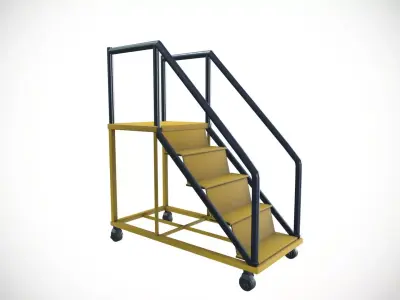 Industrial Ladder Mobile Working Stand Low-poly 3D model