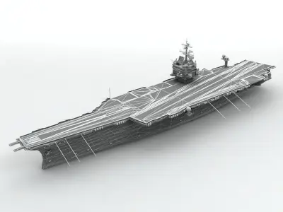Military Aircraft Carrier Ship CVN 65 WWII Low-poly 3D model