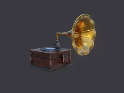 Vintage Gramaphone PBR Low Poly 3D Model Low-poly 3D model