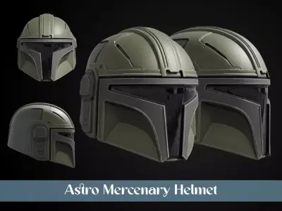 Stylized Interstellar Bounty Hunter Helmet - Astro Mercenary 3D print model