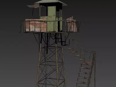 Tower guard with stairs Low-poly 3D model