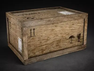 wooden crate PBR 4K Low-poly 3D model 8