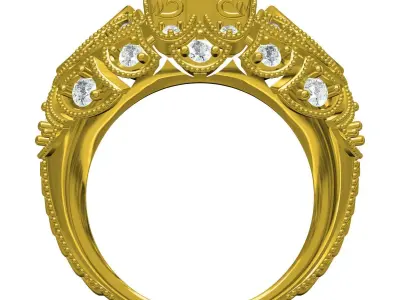 Antique Art Deco Style Wedding Ring for Women 3D print model