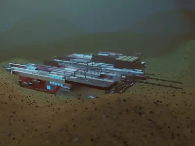 Scifi Base for Games LowPoly High Quality 3D model