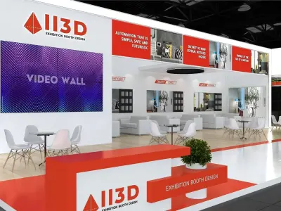 Exhibition Stand Stall Three Side Open 20X9 3D model