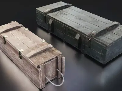 Wooden Ammunition Crate Set Low-poly 3D model