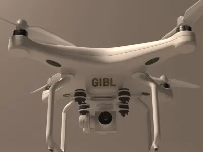 Realistic drone flying in air - Low-poly 3D model
