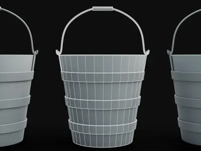 Wooden Bucket - Medieval Style Water Bucket Low-poly 3D model