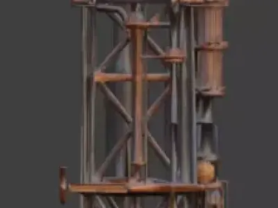 Steampunk Victorian Industrial Energy Tower 3D Model Low-poly 3D model