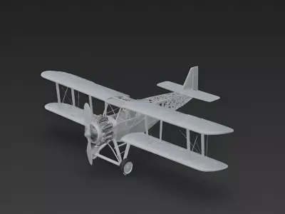 Early WWI Experimental Lattice-Tail Biplane 3D Model Low-poly 3D model