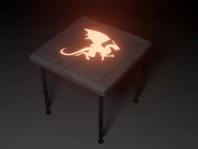Dragon Carved Table with four legs 3D model