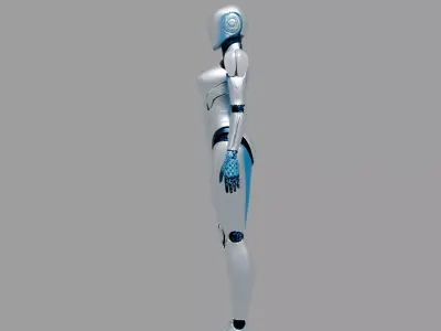 Futuristic Silver Blue Female Android 3D model