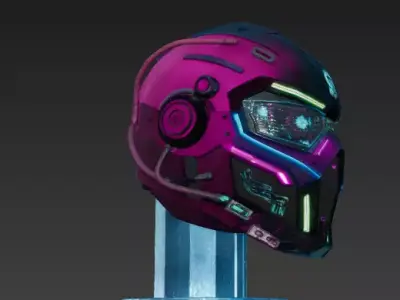 Cyberpunk Helmet 3D Model - Sci-Fi and Futuristic Prop 3D model