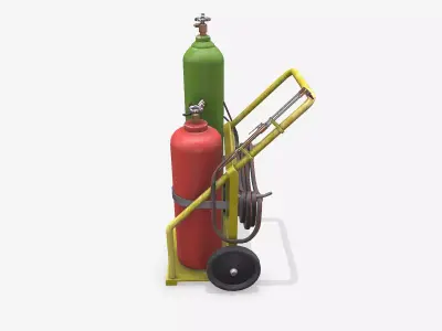 Old Welding Cart Low-poly PBR Low-poly 3D model