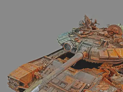 T-72 tank burned 3D model