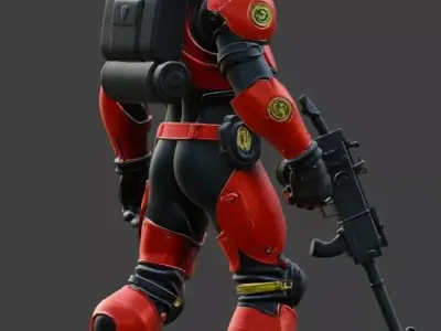 MG-Armored Gunner Male 01 Mid-Poly Model 3D print model